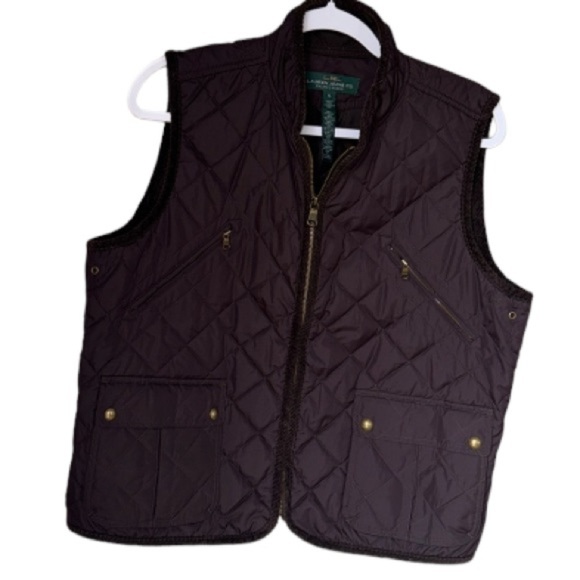 Ralph Lauren vest quilted brown pockets zip up xl‎ - Picture 1 of 6